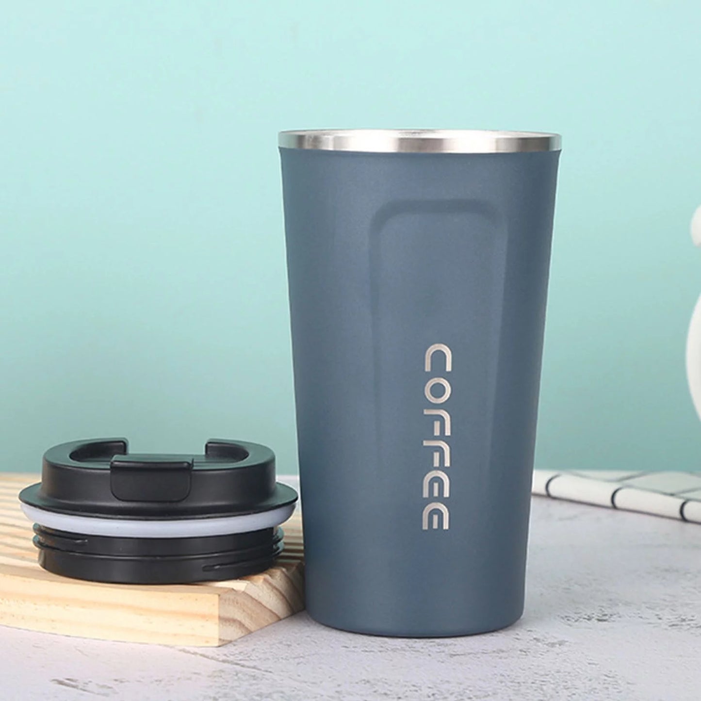 Travel Mugs Insulated Water Bottle Stainless Steel Coffee Cup Vacuum Insulation Cup Creative Outdoor Leisure Car Water Cup, Blue