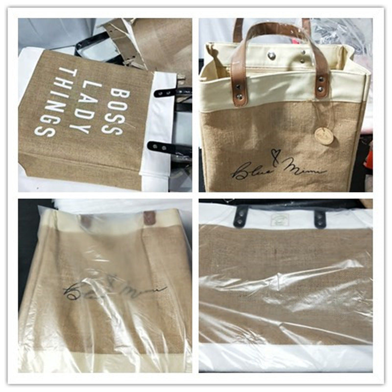 Custom Burlap Bag Microfiber Tote Bag