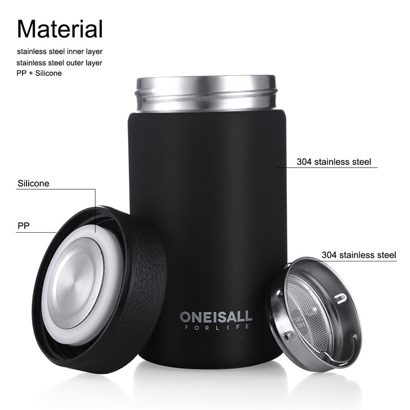 ONE IS ALL Men Gift Bottles 400ml Insulated Cup 304 Stainless Steel Mug Water Bottle Vacuum Flask Coffee Wine Mug