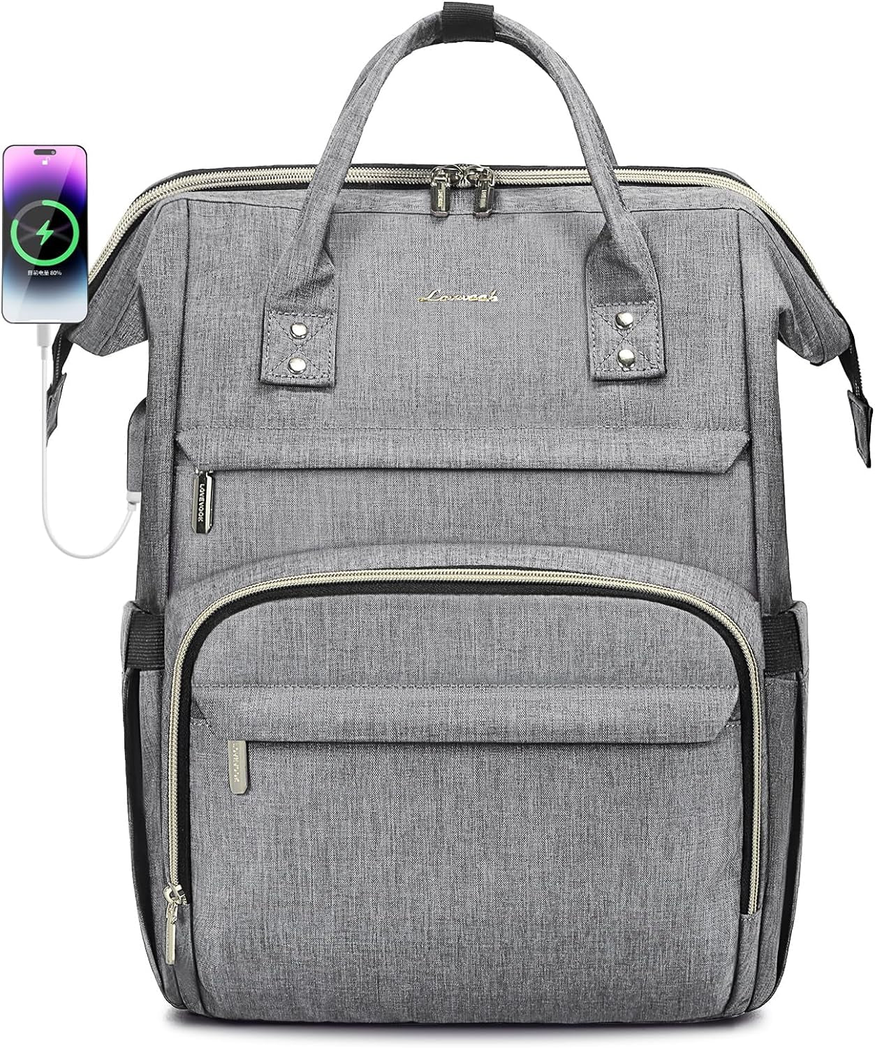 Laptop Backpack for Women,17 Inch Professional Womens Travel Backpack Purse Computer Laptop Bag Nurse Teacher Backpack,Waterproof College Work Bags Carry on Back Pack with USB Port,Grey