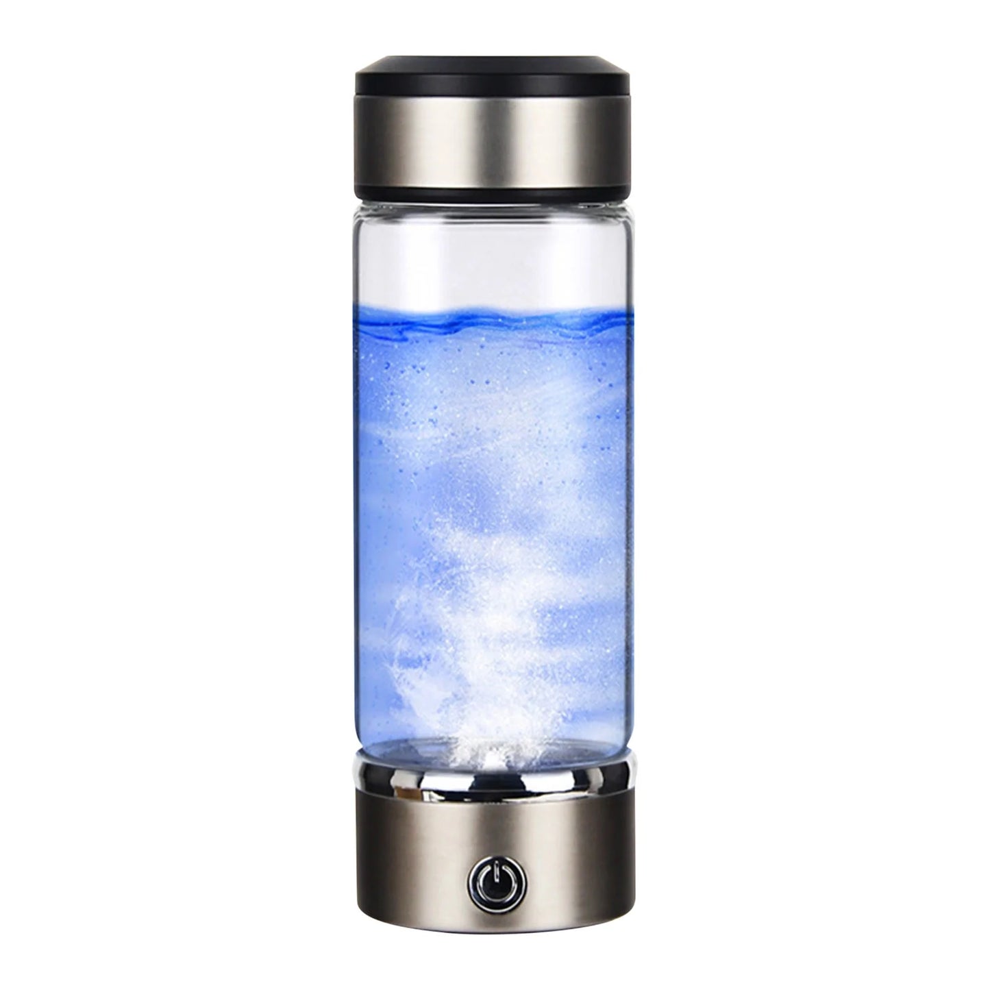 Rich Hydrogen Cup, USB Rechargeable Hydrogen Water Bottle, Portable Glass Bottles Weak Alkaline Cup Anti-Oxidation and Anti-Aging Glass Health Cup, Micro Electrolysis Hydrogen Production Cup