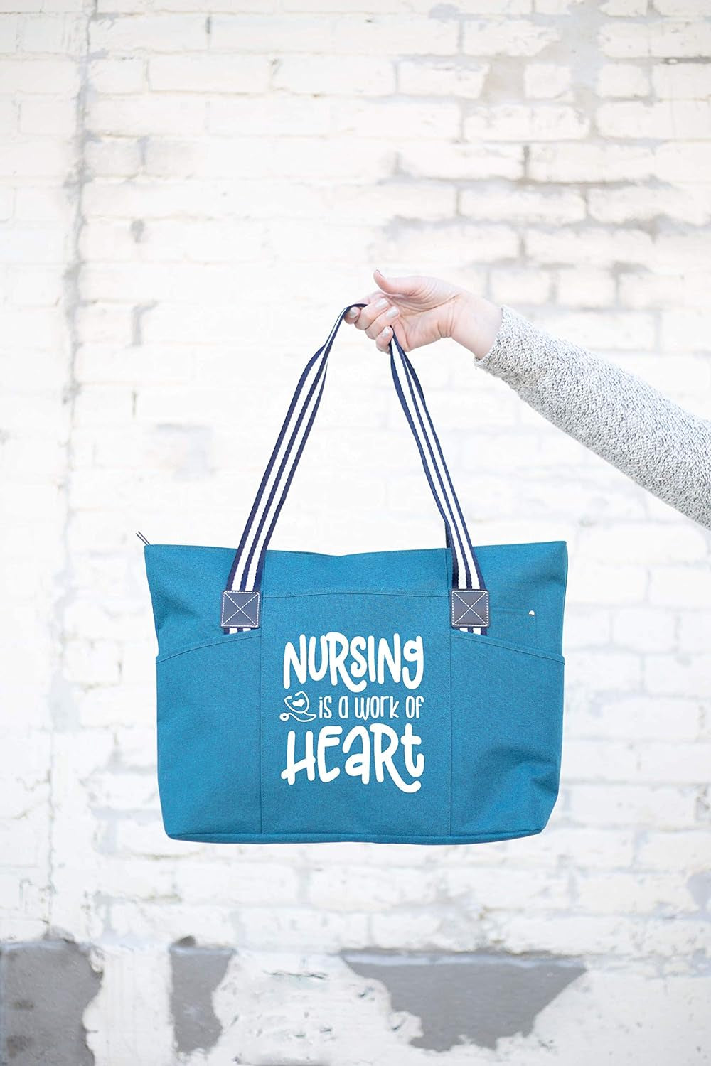 Nurse Tote Bag for Women - Canvas Tote Bag for Work Bag with Zipper & Comfort Straps - Cool Gifts for Medical Workers