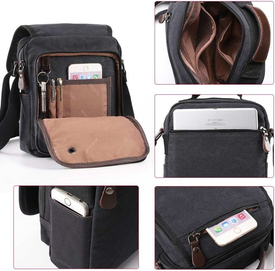 Mens Bag Messenger Bag Canvas Shoulder Bags Travel Bag Man Purse Crossbody Bags for Work Business