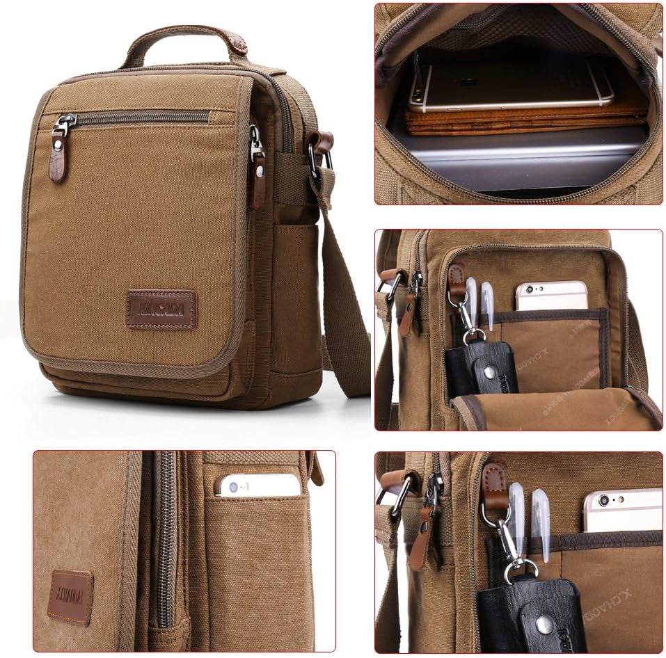 Mens Bag Messenger Bag Canvas Shoulder Bags Travel Bag Man Purse Crossbody Bags for Work Business