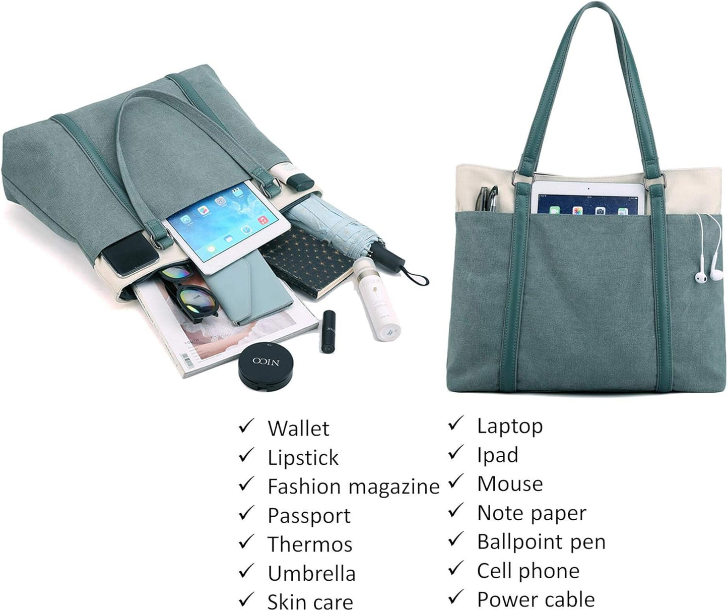 Women Laptop Tote Bag Canvas Handbag Purse Work Bags