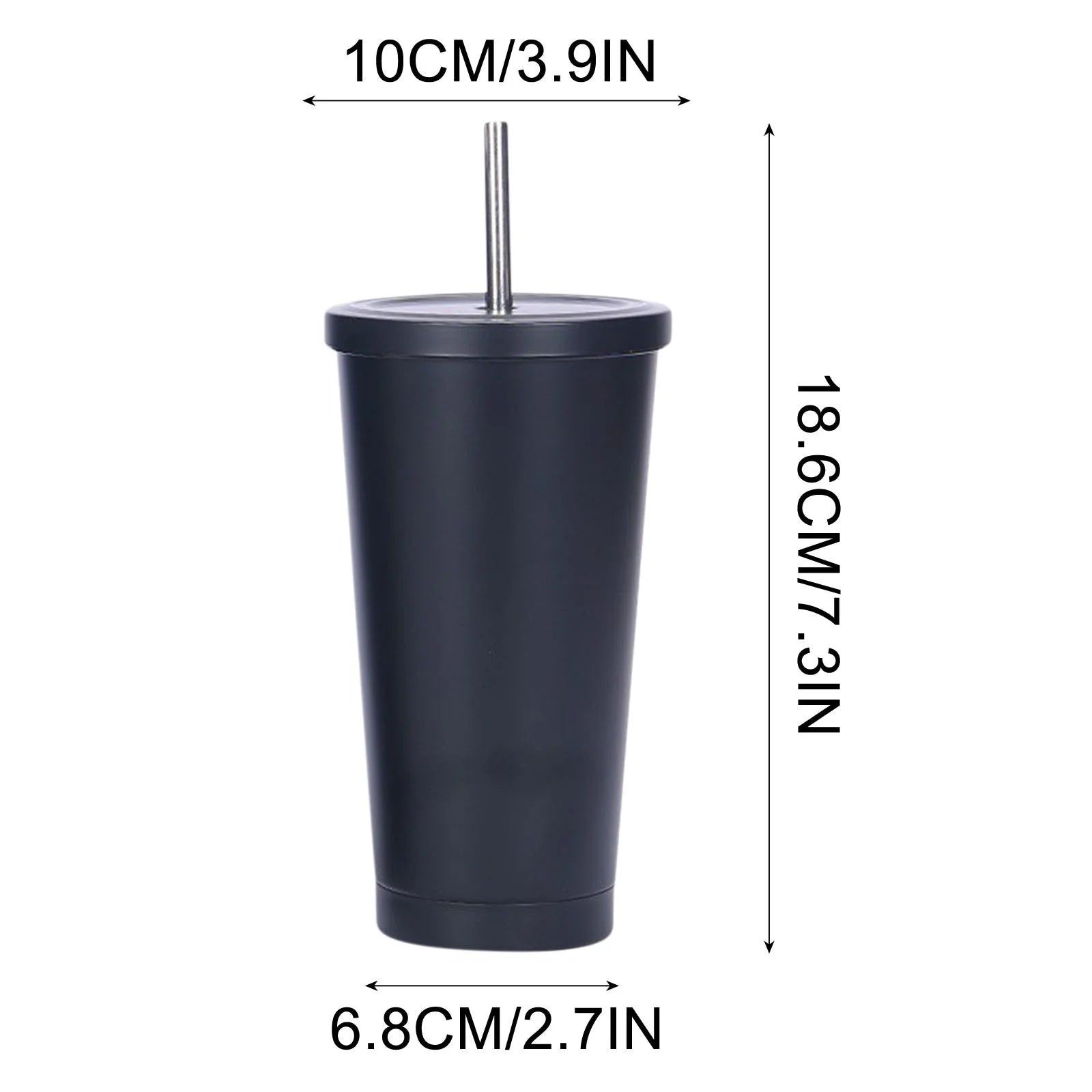 Fashionable Stainless Steel Straw Cup Coffee Cup 500Ml Large Capacity Vacuum Portable Insulation Gift Cup Cups Clearance Sale