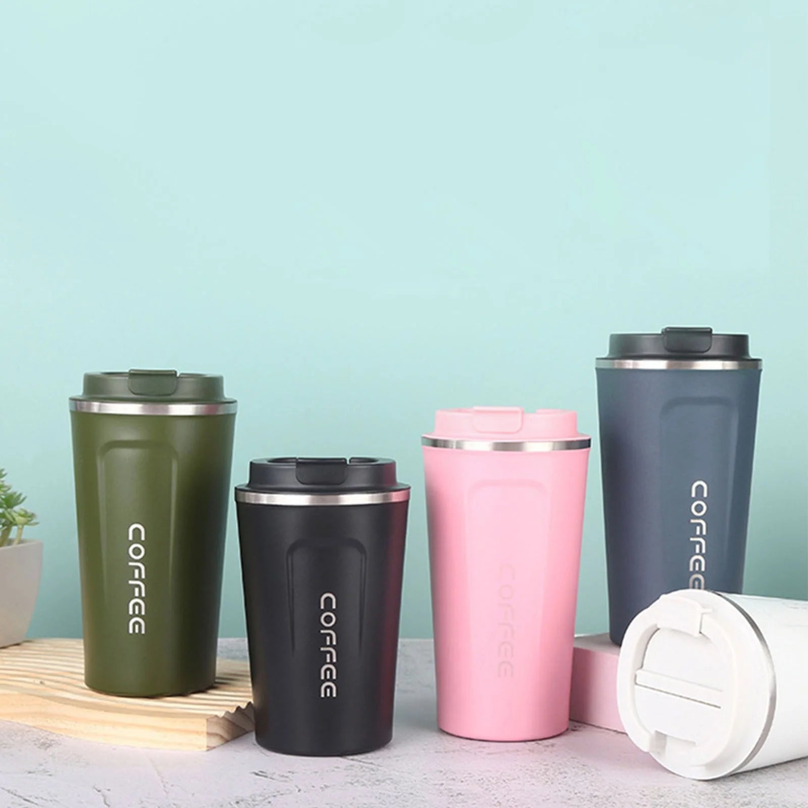 Travel Mugs Insulated Water Bottle Stainless Steel Coffee Cup Vacuum Insulation Cup Creative Outdoor Leisure Car Water Cup, Blue