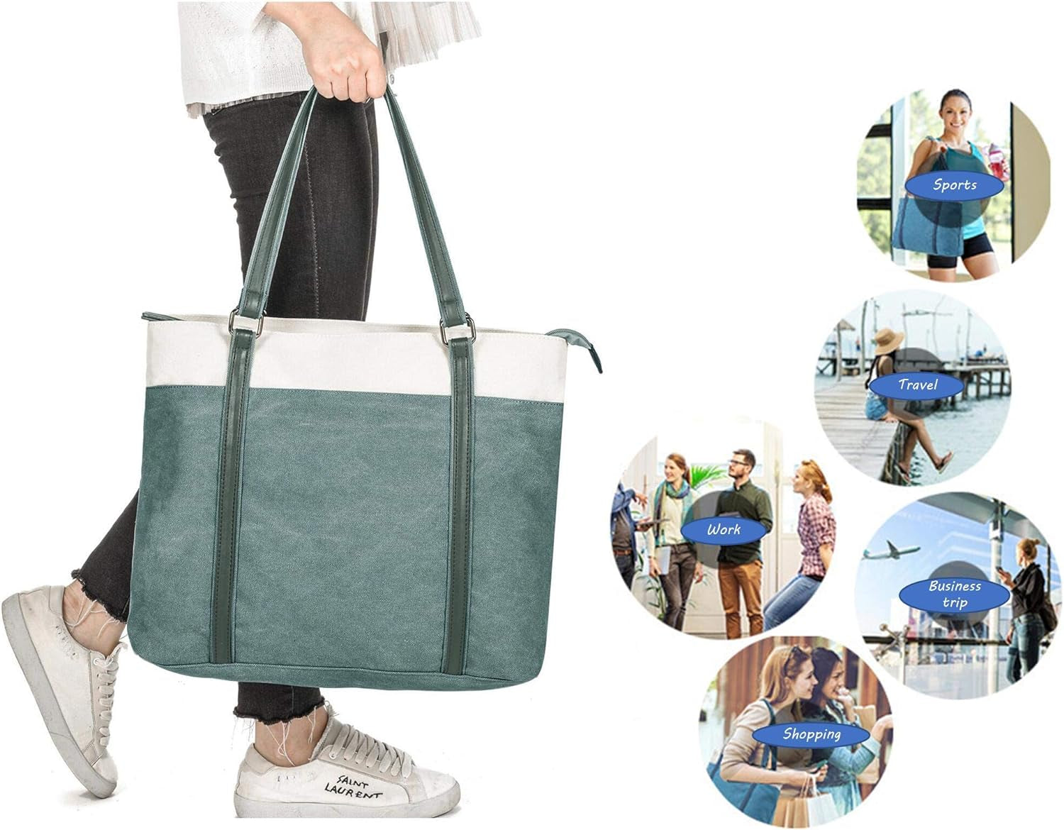 Women Laptop Tote Bag Canvas Handbag Purse Work Bags